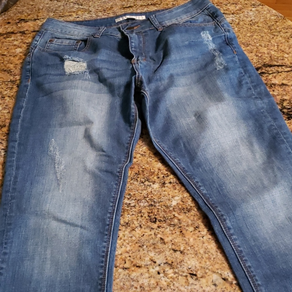 Ankle,  slight sitressed, jeans from Boston Proper